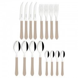 FAQUEIRO TRAMONTINA LEME COM LÂMINAS EM AÇO INOX E CABOS DE POLIPROPILENO CINZA 16 PEÇAS