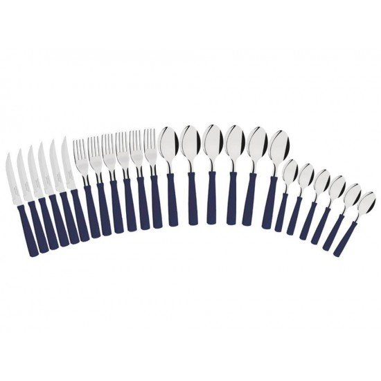 FAQUEIRO 24 PCS NEW KOLOR AZUL SORTIDOS COM LAMINAS DE ACO INOX E CABOS DE POLIPROPILENO TRAMONTINA