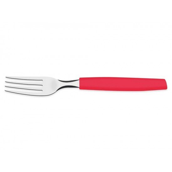 GARFO PARA SOBREMESA MUNIQUE VERMELHO LAMINA DE ACO INOX E CABO DE POLIPROPILENO TRAMONTINA