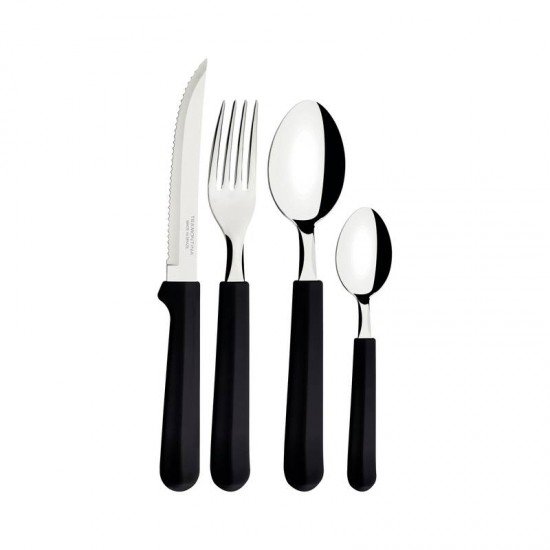 FAQUEIRO TRAMONTINA TULUM COM LÂMINAS EM AÇO INOX E CABOS DE POLIPROPILENO PRETO 24 PEÇAS