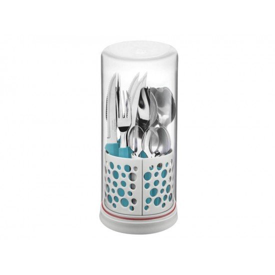 FAQUEIRO TURQUEZA EM AÇO INOX E CABO POLIPRO COM FACAS P CHUR COM ACESS MULTIUSO 27 PC TRAMONTINA
