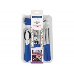 FAQUEIRO 25 PEÇAS TULUM AZUL SORTIDOS COM LAMINAS DE ACO INOX E CABOS DE POLIPROPILENO TRAMONTINA