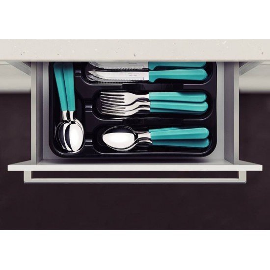 FAQUEIRO TRAMONTINA TULUM COM LÂMINAS EM AÇO INOX E CABOS DE POLIPROPILENO TURQUESA 25 PEÇAS