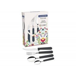 FAQUEIRO TRAMONTINA TULUM COM LÂMINAS EM AÇO INOX E CABOS DE POLIPROPILENO ONIX 16 PEÇAS TRAMONTINA