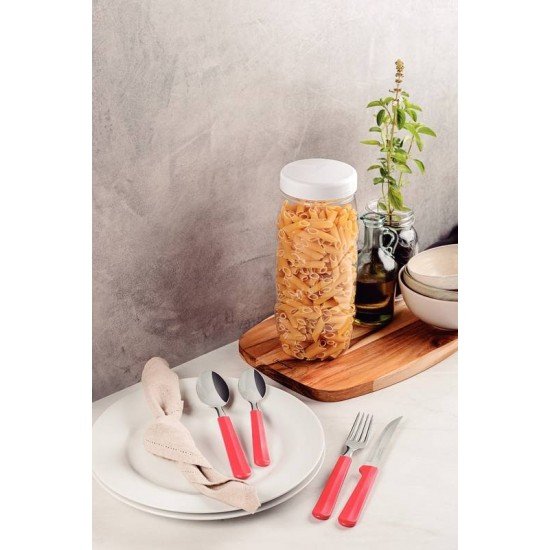 FAQUEIRO TRAMONTINA TULUM COM LÂMINAS EM AÇO INOX E CABOS DE POLIPROPILENO VERMELHO 24 PEÇAS