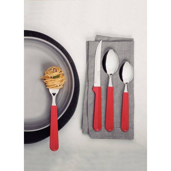 FAQUEIRO TRAMONTINA TULUM COM LÂMINAS EM AÇO INOX E CABOS DE POLIPROPILENO VERMELHO 24 PEÇAS