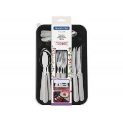 FAQUEIRO 25 PEÇAS TULUM BRANCO SORTIDOS COM LAMINAS DE ACO INOX E CABOS DE POLIPROPILENO TRAMONTINA