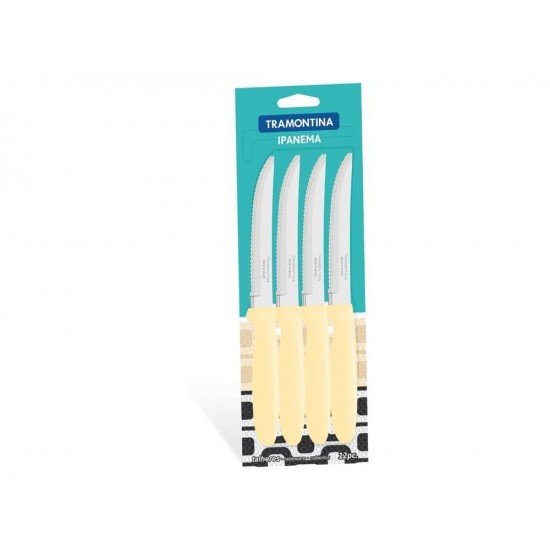 CONJUNTO FACAS CHUR 12 PCS IPANEMA CREME LAMINAS DE ACO INOX E CABOS DE POLIPROPILENO TRAMONTINA