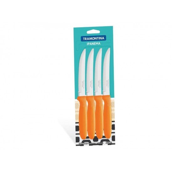 CONJUNTO FACAS CHUR 12 PCS IPANEMA LARANJA LAMINAS DE ACO INOX E CABOS DE POLIPROPILENO TRAMONTINA