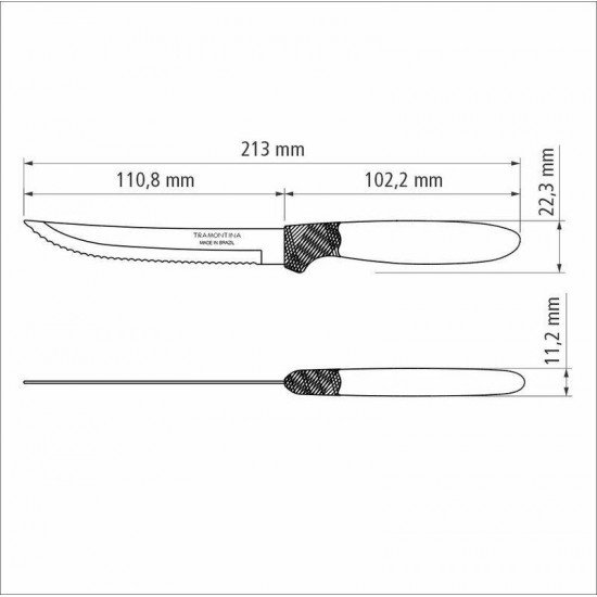 CONJUNTO DE FACAS PARA CHURRASCO TRAMONTINA IPANEMA COM LÂMINAS EM AÇO INOX E CABOS DE POLIPROPILENO VERDE ESMERALDA 3 PEÇAS