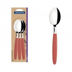 CONJUNTO DE COLHERES DE MESA TRAMONTINA IPANEMA COM LÂMINAS DE AÇO INOX E CABOS DE POLIPROPILENO GOIABA 3 PEÇAS