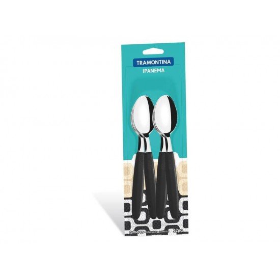 CONJUNTO COLHERES DE MESA 12 PC IPANEMA PRETO LAMINAS DE ACO INOX E CABOS DE POLIPRO TRAMONTINA