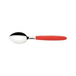 COLHER PARA SOBREMESA TRAMONTINA IPANEMA COM LÂMINA EM AÇO INOX E CABO DE POLIPROPILENO VERMELHO