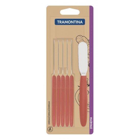 CONJUNTO DE ESPATULAS PARA MANTEIGA IPANEMA COM LAMINAS EM AÇO INOX E CABOS DE POLIPROPILENO GOIABA