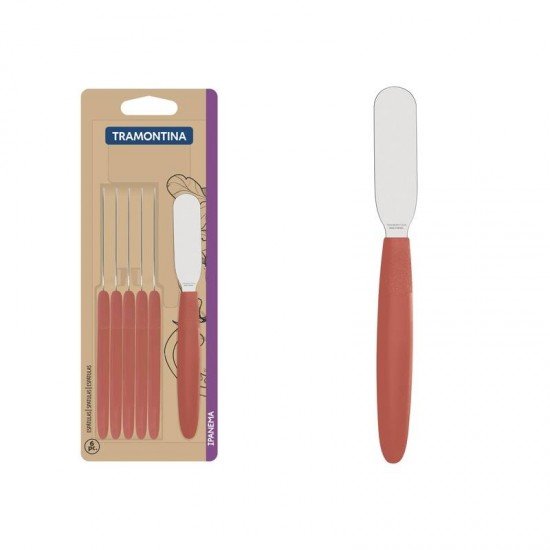 CONJUNTO DE ESPATULAS PARA MANTEIGA IPANEMA COM LAMINAS EM AÇO INOX E CABOS DE POLIPROPILENO GOIABA