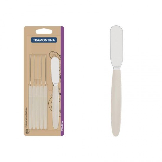 CONJUNTO ESPATULAS MANTEIGA IPANEMA LAMINAS AÇO INOX E CABOS DE POLIPROPILENO CINZA 6 PC TRAMONTINA