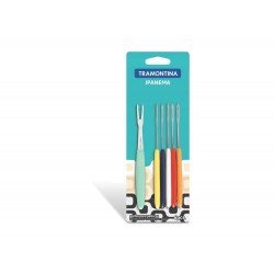 CONJUNTO GARFOS P PETISCOS 6 PC IPANEMA MISTO LAMINAS DE ACO INOX E CABOS DE POLIPRO TRAMONTINA