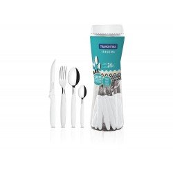 FAQUEIRO 24 PCS IPANEMA BRANCO SORTIDOS COM LAMINAS DE ACO INOX E CABOS DE POLIPROPILENO TRAMONTINA