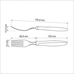 GARFO DE MESA TRAMONTINA PLENUS COM LÂMINA EM AÇO INOX E CABO DE POLIPROPILENO CINZA