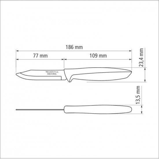 FACA PARA LEGUMES/FRUTAS 3 PLENUS PRETO - LAMINA DE ACO INOX E CABO DE POLIPROPILENO