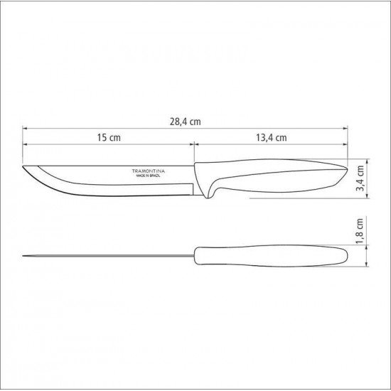 FACA PARA COZINHA 6 PLENUS CINZA - LAMINA DE ACO INOX E CABO DE POLIPROPILENO