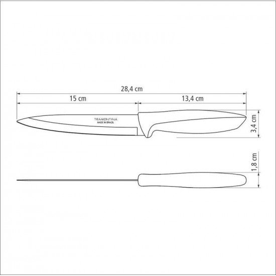FACA UTILITY 6 PLENUS OFF WHITE - LAMINA DE ACO INOX E CABO DE POLIPROPILENO