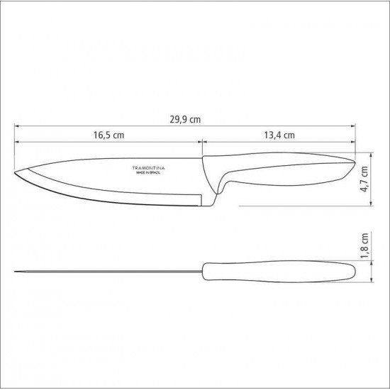FACA CHEF 7 PLENUS PRETO - LAMINA DE ACO INOX E CABO DE POLIPROPILENO