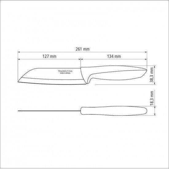 FACA SANTOKU TRAMONTINA PLENUS COM LÂMINA EM AÇO INOX E CABO DE POLIPROPILENO CINZA 5