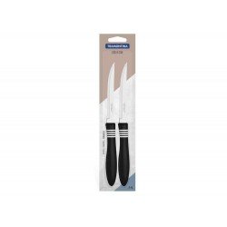 CONJUNTO FACAS CHUR FRUTAS 2 PCS COR E COR PRETO LAMINAS ACO INOX E CABOS POLIPROPILENO TRAMONTINA
