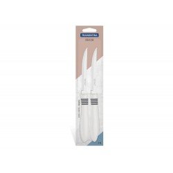 CONJUNTO FACAS CHUR FRUTA 2 PCS COR E COR OFF WHITELAMINAS ACO INOX E CABOS POLIPROPILENO TRAMONTINA