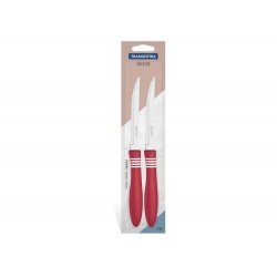 CONJUNTO FACAS CHUR FRUTA 2 PCS COR E COR VERMELHO LAMINAS ACO INOX E CABOS POLIPROPILENO TRAMONTINA