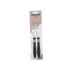 CONJUNTO GARFOS MESA 2 PEÇAS COR E COR PRETO LAMINAS DE ACO INOX E CABOS DE POLIPROPILENO TRAMONTINA