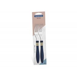 CONJUNTO GARFOS MESA 2 PEÇAS COR E COR AZUL LAMINAS DE ACO INOX E CABOS DE POLIPROPILENO TRAMONTINA