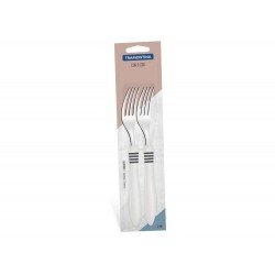CONJUNTO GARFOS MESA 2 PC COR E COR OFF WHITE LAMINAS DE ACO INOX E CABOS DE POLIPRO TRAMONTINA