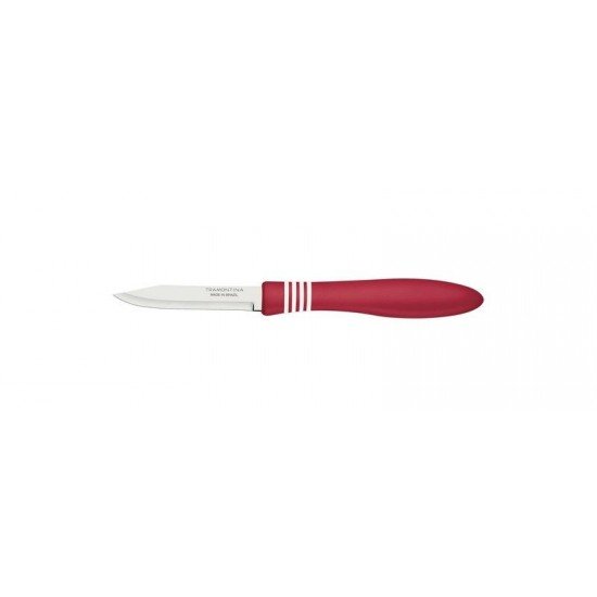 CONJUNTO DE FACAS PARA LEGUMES E FRUTAS TRAMOTINANOX E CABOS DE POLIPROPILENO VERMELHO 2 PEÇAS