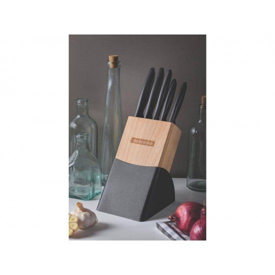 JOGO DE FACAS 6 PEÇAS PLENUS PRETO SORTIDOS COM LAMINAS ACO INOX E CABOS POLIPROPILENO TRAMONTINA