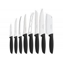 JOGO DE FACAS 8 PEÇAS PLENUS PRETO SORTIDOS COM LAMINAS ACO INOX E CABOS POLIPROPILENO TRAMONTINA