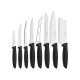 JOGO DE FACAS 8 PEÇAS PLENUS PRETO SORTIDOS COM LAMINAS ACO INOX E CABOS POLIPROPILENO TRAMONTINA