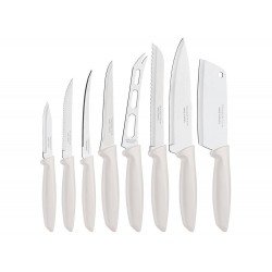 JOGO DE FACAS 8 PCS PLENUS OFF WHITE SORTIDOS COM LAMINAS ACO INOX E CABOS POLIPROPILENO TRAMONTINA