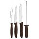 KIT PARA CHURRASCO PLENUS COM LAMINAS EM AÇO INOX E CABOS E POLIPROPILENO MARROM 4 PEÇAS TRAMONTINA