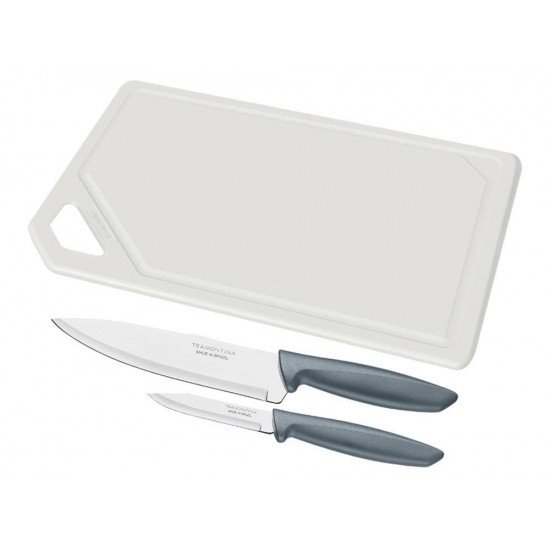 KIT PARA CARNES E LEGUMES 3 PEÇAS CINZA SORTIDOS DDE UTENSILIOS PARA USO DOMESTICO TRAMONTINA