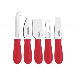 JOGO P QUEIJO 3PC HARMONIZA VERMELHO-SORTIDOS COM LAMINA ACO INOX E CABOS POLIPROPILENO TRAMONTINA