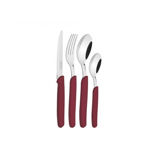 FAQUEIRO 24 PCS CARMEL CARMIM/ESCURO SORTIDOS COM LAMINAS ACO INOX E CABOS POLIPROPILENO TRAMONTINA