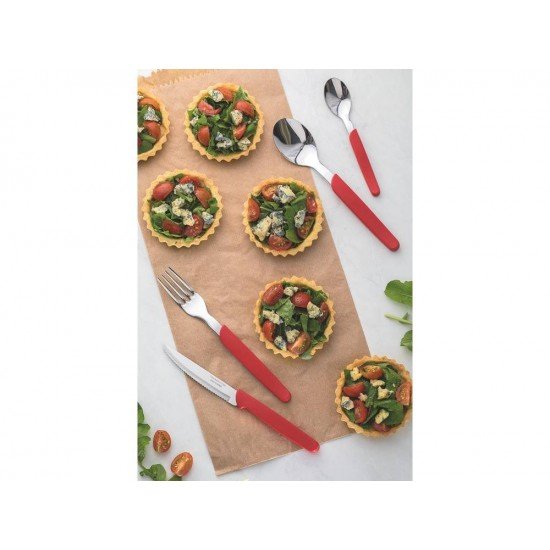 FAQUEIRO 24 PEÇAS CARMEL CARMIM/MEDIO SORTIDOS COM LAMINAS ACO INOX E CABOS POLIPROPILENO TRAMONTINA