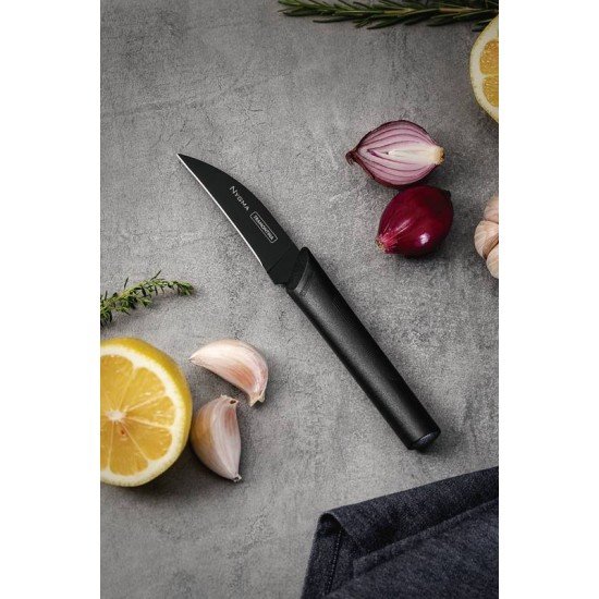 FACA PARA TORNEAR TRAMONTINA NYGMA COM LÂMINA EM AÇO INOX E CABO DE POLIPROPILENO TEXTURIZADO PRETO 3