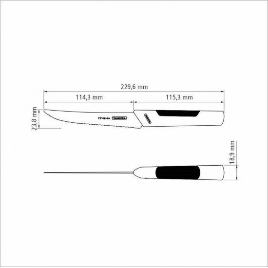 FACA PARA CHURRASCO E FRUTAS TRAMONTINA NYGMA COM LÂMINA EM AÇO INOX E CABO DE POLIPROPILENO TEXTURIZADO PRETO 5
