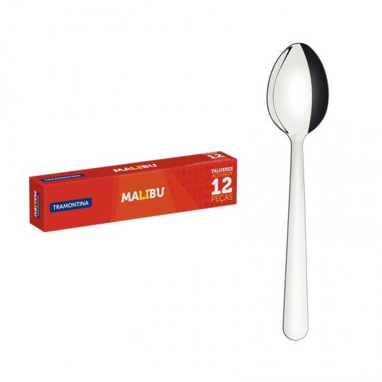 CONJUNTO 12 PEÇAS COLHER DE MESA MALIBU EM AÇO INOX TRAMONTINA