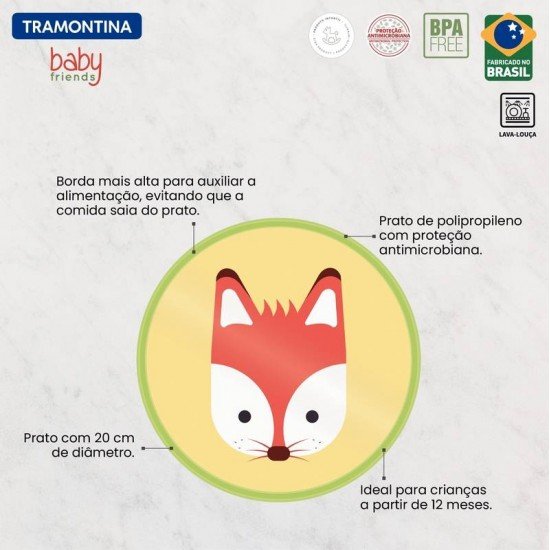 PRATO INFANTIL TRAMONTINA BABY FRIENDS EM POLIPROPILENO VERDE