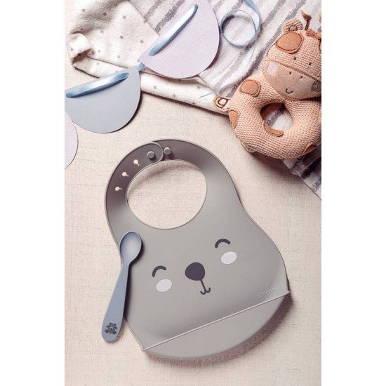 KIT BABADOR E COLHER INFANTIL TRAMONTINA LE PETIT CINZA 02 PEÇAS