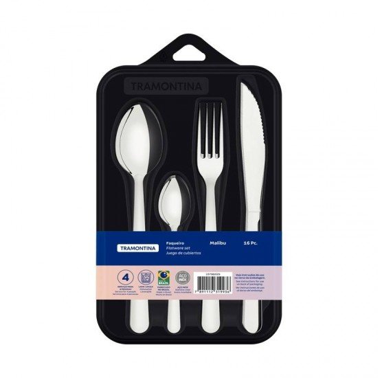 FAQUEIRO TRAMONTINA MALIBU EM AÇO INOX 16 PEÇAS